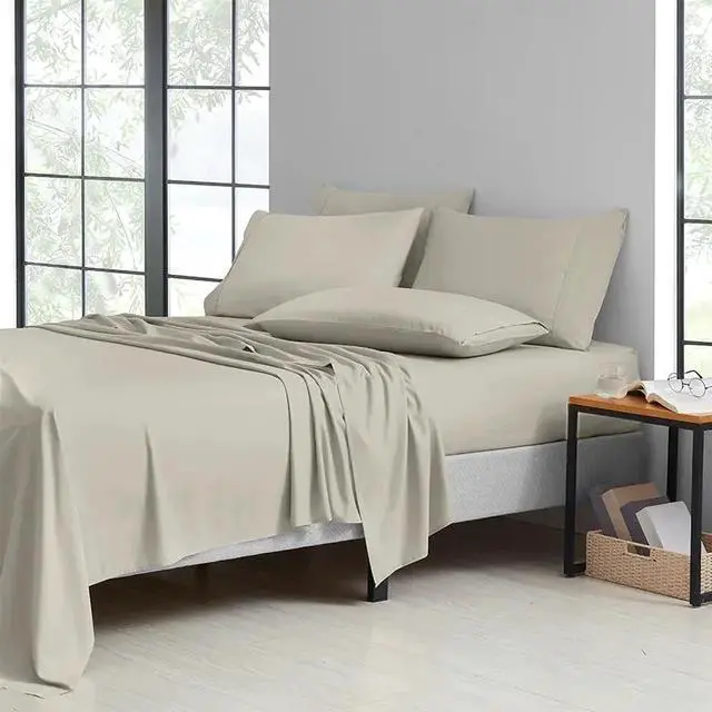 Main image of Bamboo 2000 Thread Count 6-Piece Luxury Sheet Set- Organic, Cooling, 16 Inch Deep Pocket, Egyptian Luxury with Bonus Pillowcases- Shrink & Fade Resistant Beige Queen Size 59.84''x79.92''