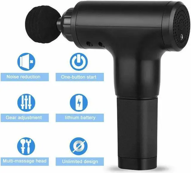 Main image of Massage Gun Percussion Massager Deep Tissue Muscle Vibrating Relaxing + 4 Heads