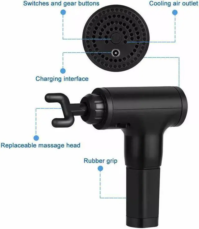 Alt view image 3 of 7 - Massage Gun Percussion Massager Deep Tissue Muscle Vibrating Relaxing + 4 Heads