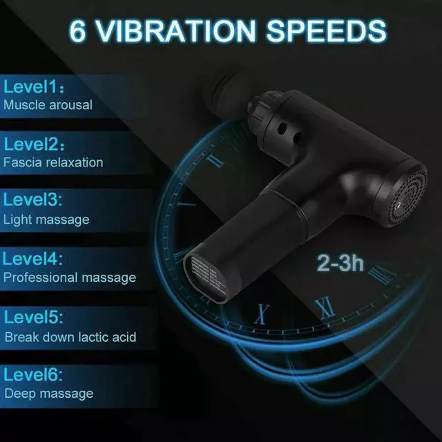 Alt view image 4 of 7 - Massage Gun Percussion Massager Deep Tissue Muscle Vibrating Relaxing + 4 Heads