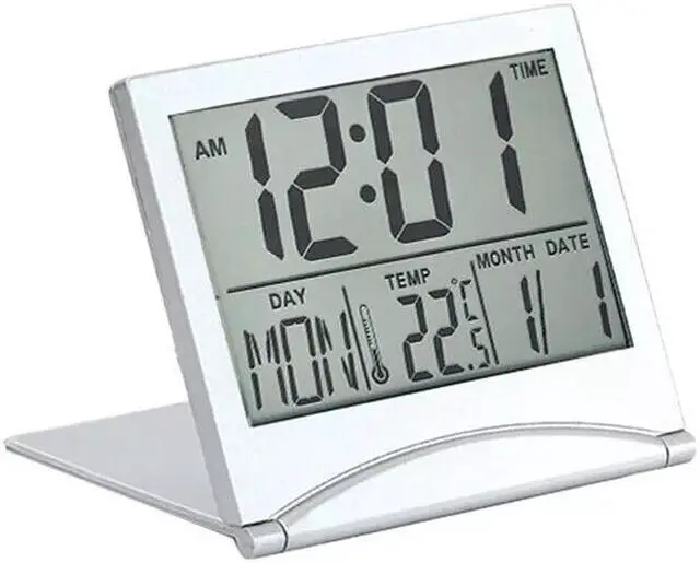 Alt view image 4 of 7 - Digital Travel Alarm Clock Foldable Temperature LCD Clock Compact Desk Timer New
