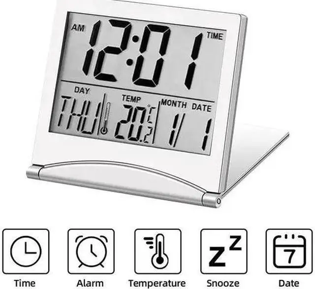 Main image of Digital Travel Alarm Clock Foldable Temperature LCD Clock Compact Desk Timer New