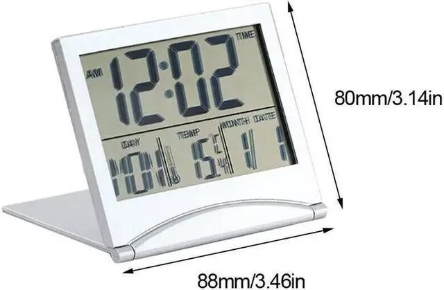 Alt view image 6 of 7 - Digital Travel Alarm Clock Foldable Temperature LCD Clock Compact Desk Timer New