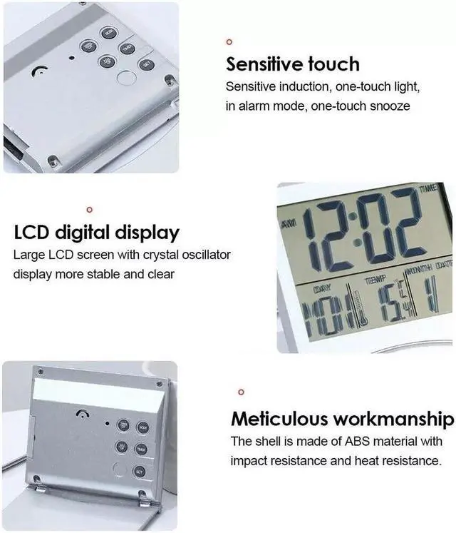 Alt view image 3 of 7 - Digital Travel Alarm Clock Foldable Temperature LCD Clock Compact Desk Timer New