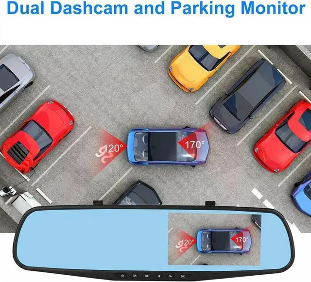 Alt view image 7 of 7 - 1080P HD Rearview Mirror Car DVR Dual Dash Cam Camera Front Rear Video Recorder