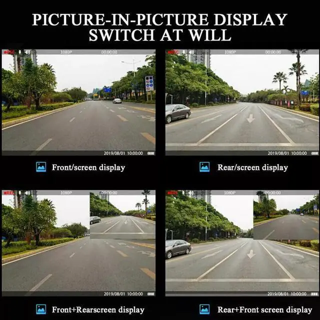 Alt view image 4 of 7 - 1080P HD Rearview Mirror Car DVR Dual Dash Cam Camera Front Rear Video Recorder