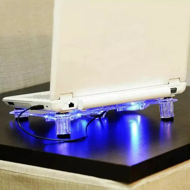 Alt view image 2 of 7 - 3 Fans USB Cooler Cooling Pad Stand LED Light Radiator For Laptop PC Notebook