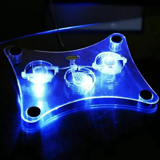 Alt view image 5 of 7 - 3 Fans USB Cooler Cooling Pad Stand LED Light Radiator For Laptop PC Notebook