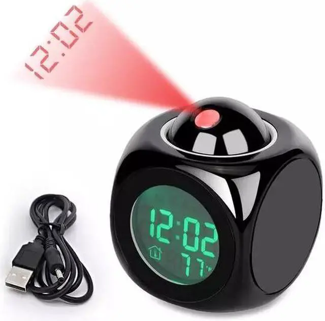 Main image of LED Projection Alarm Clock Digital LCD Display Voice Talking Weather Snooze USB