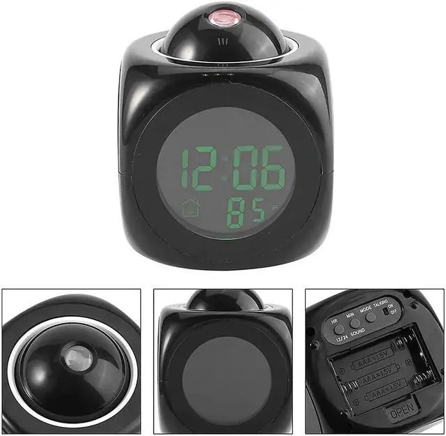Alt view image 6 of 7 - LED Projection Alarm Clock Digital LCD Display Voice Talking Weather Snooze USB