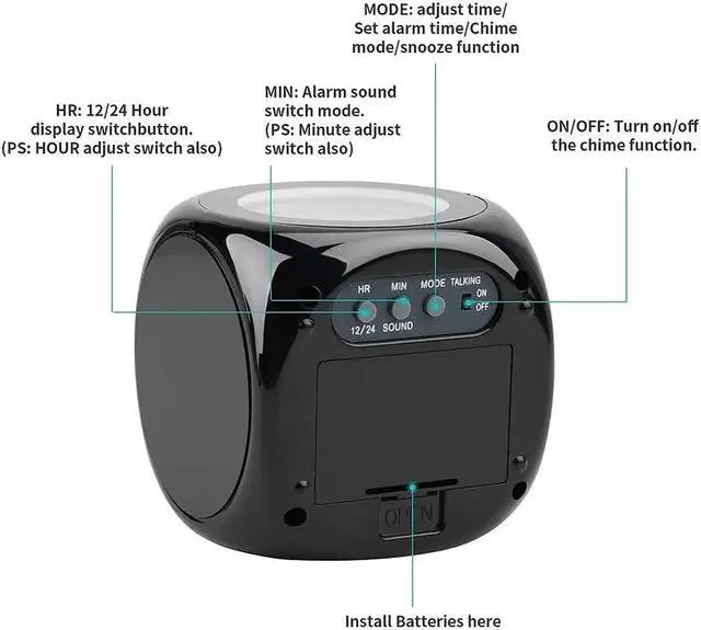 Alt view image 3 of 7 - LED Projection Alarm Clock Digital LCD Display Voice Talking Weather Snooze USB