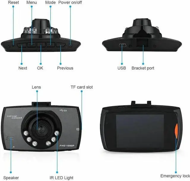 Alt view image 6 of 7 - 2.7'' Full HD 1080P Dash Cam Car DVR Front & Rear Camera Night Vision G-Sensor