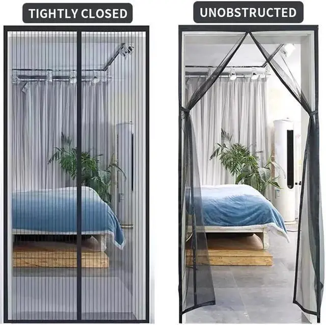 Alt view image 3 of 7 - Magnetic Screen Door Mesh Curtain Durable Heavy Duty Mosquito Net Bug Hands Free