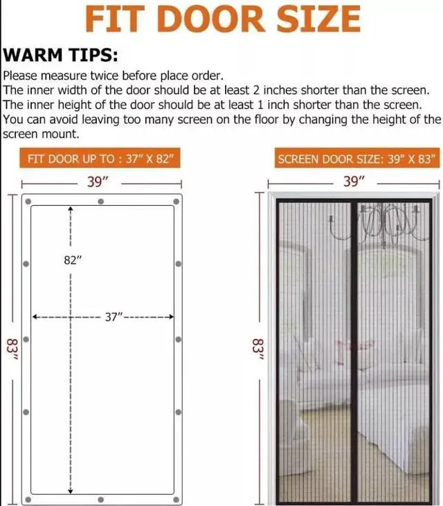 Alt view image 7 of 7 - Magnetic Screen Door Mesh Curtain Durable Heavy Duty Mosquito Net Bug Hands Free