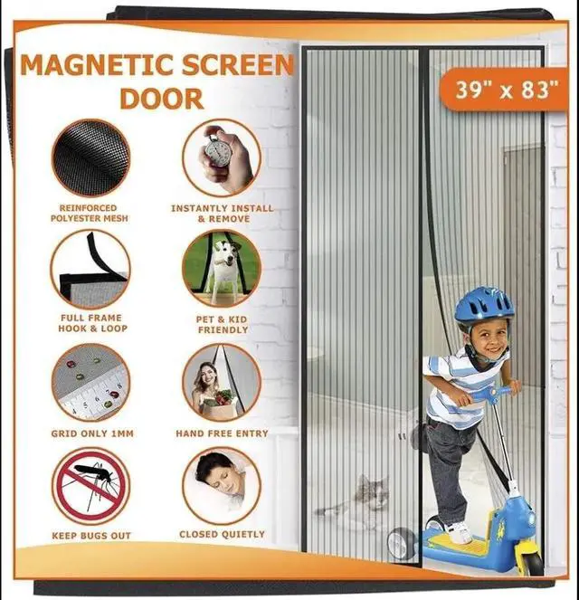 Alt view image 6 of 7 - Magnetic Screen Door Mesh Curtain Durable Heavy Duty Mosquito Net Bug Hands Free