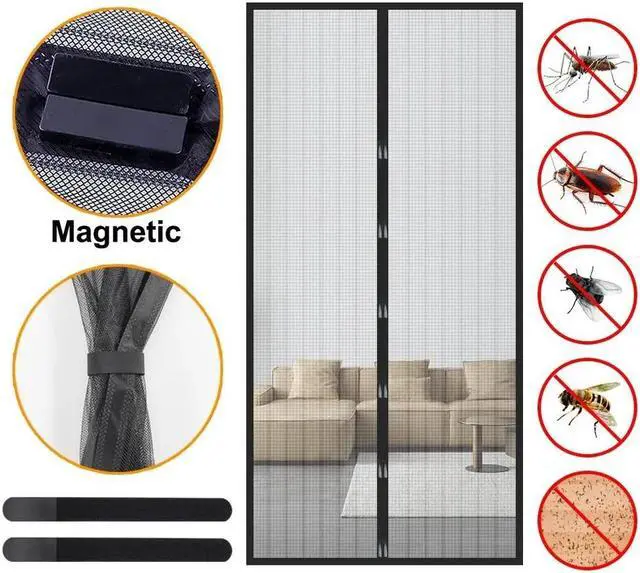 Alt view image 2 of 7 - Magnetic Screen Door Mesh Curtain Durable Heavy Duty Mosquito Net Bug Hands Free