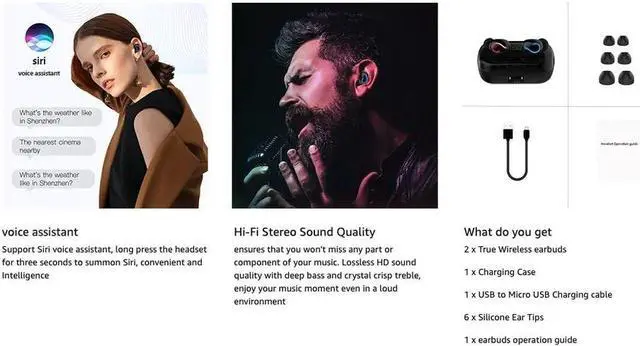 Alt view image 7 of 7 - Bluetooth 5.1 Headset TWS Wireless Earphones Mini Earbuds Stereo Headphones IPX7