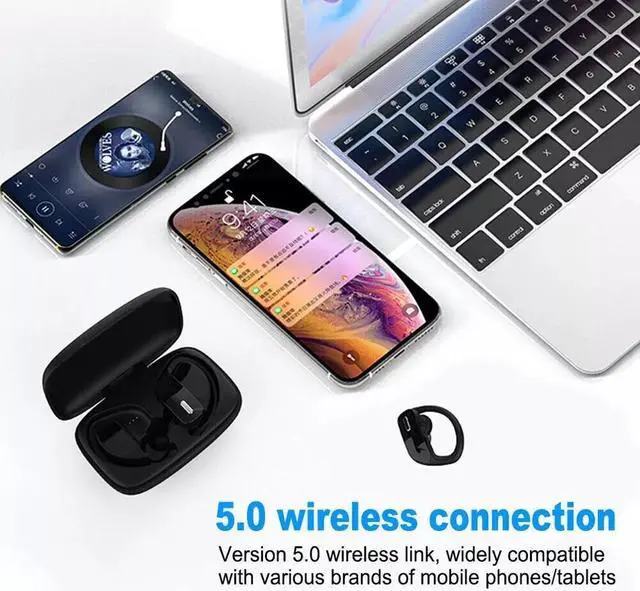 Alt view image 5 of 7 - Bluetooth Headset TWS 5.0 Wireless Earphones Earbuds Headphones Stereo Ear Hook