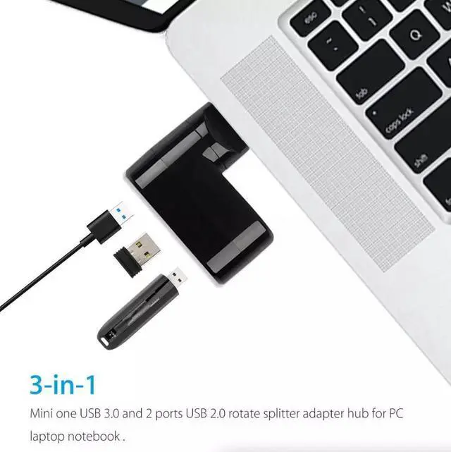 Alt view image 3 of 7 - High Speed 3 Port USB 3.0 Multi HUB Splitter Expansion Desktop PC Laptop Adapter