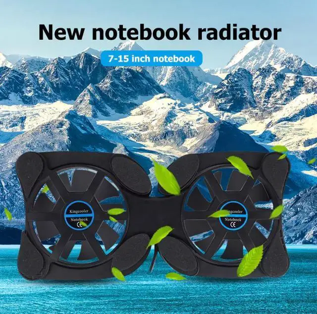 Alt view image 4 of 7 - Dual USB Cooling Fan Pad Foldable Slim Fans Cooler Stand For Laptop PC Notebook