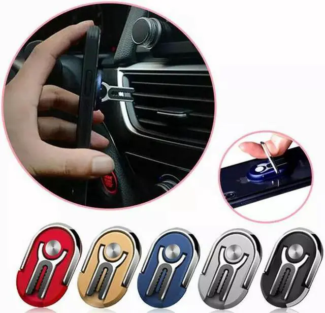 Alt view image 7 of 7 - Mobile Phone Bracket Multipurpose Rotating Ring Holder Car Vent Clip Phone Mount