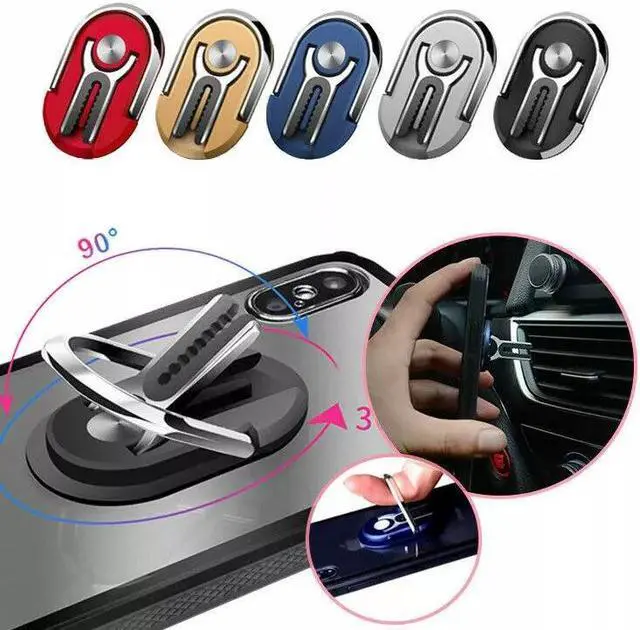 Alt view image 6 of 7 - Mobile Phone Bracket Multipurpose Rotating Ring Holder Car Vent Clip Phone Mount