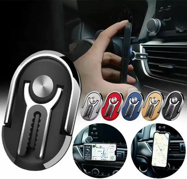 Main image of Mobile Phone Bracket Multipurpose Rotating Ring Holder Car Vent Clip Phone Mount