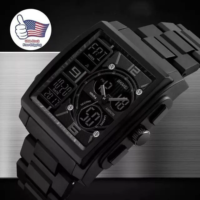 Alt view image 7 of 7 - Chronograph Men's Digital Army Military Sport Quartz Analog Waterproof Watch US