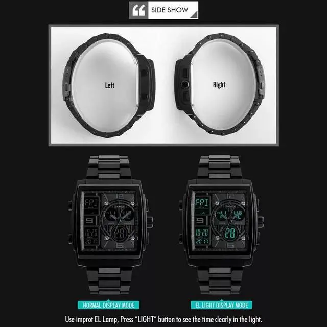 Alt view image 6 of 7 - Chronograph Men's Digital Army Military Sport Quartz Analog Waterproof Watch US