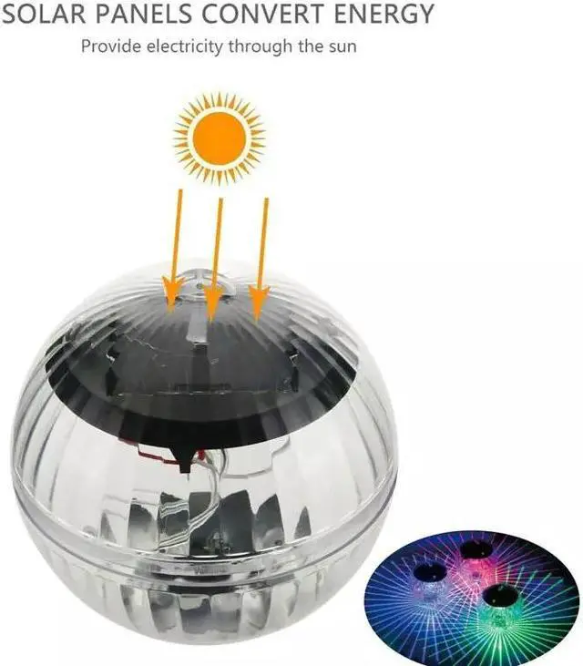 Alt view image 6 of 7 - Outdoor Solar LED Floating Light Garden Pond Pool Lamp Rotating RGB Color Change