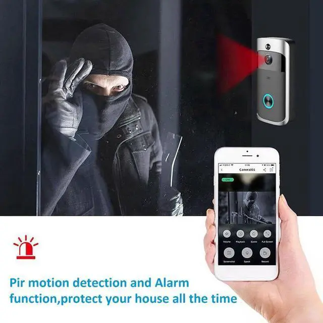 Alt view image 4 of 7 - Smart Wireless WiFi Video Doorbell Phone Door Ring Intercom Security Camera Bell