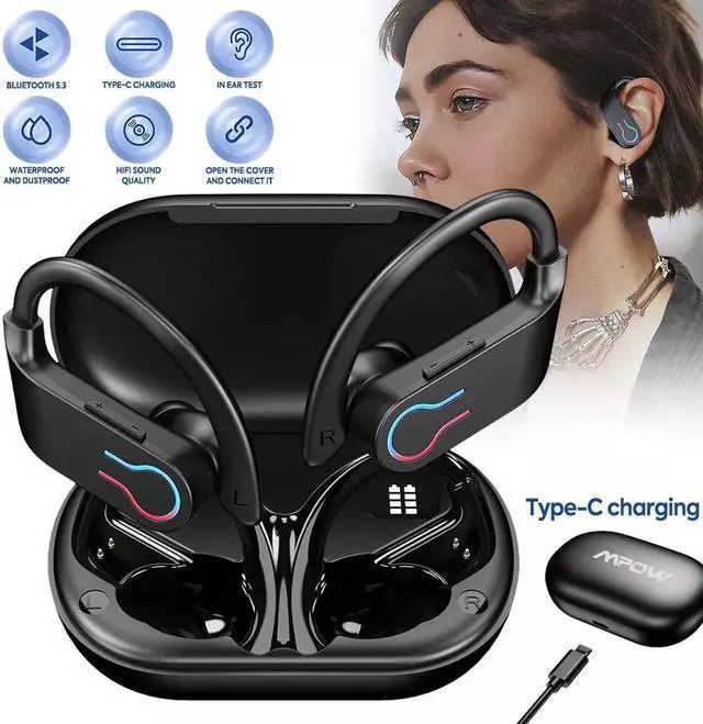 Alt view image 3 of 7 - Wireless Bluetooth Headset TWS Earphones Earbuds Stereo Headphones Ear Hook