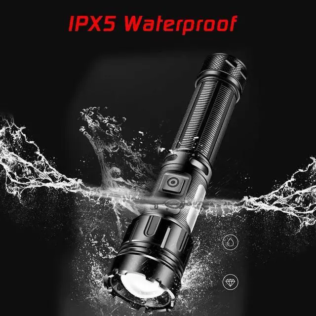 Alt view image 6 of 7 - Outdoor LED Super Bright Flashlight USB Rechargeable Zoom Tactical Flashlight