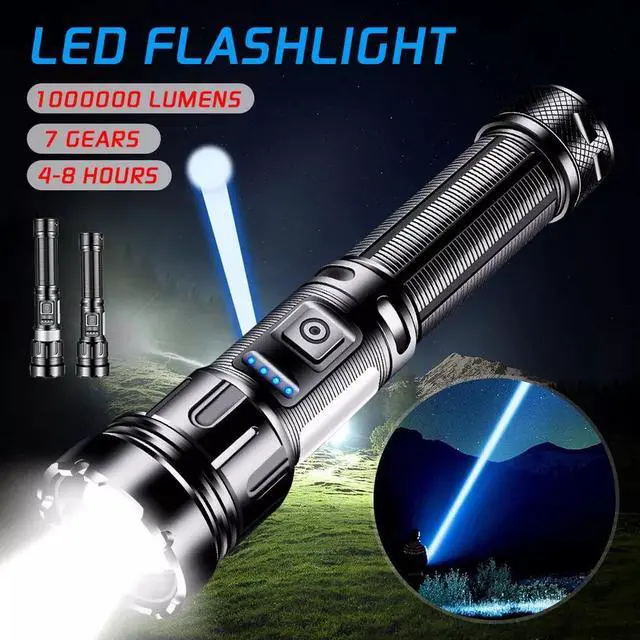 Alt view image 5 of 7 - Outdoor LED Super Bright Flashlight USB Rechargeable Zoom Tactical Flashlight