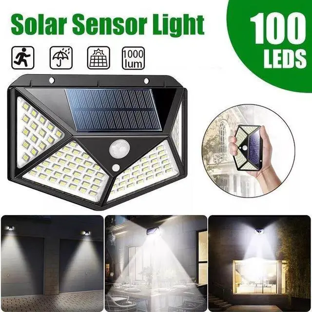 Alt view image 3 of 7 - 4 PACK 100 LED Solar Power Light PIR Motion Sensor Outdoor Garden Wall Path Lamp
