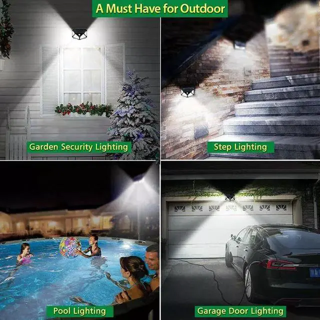 Alt view image 7 of 7 - 4 PACK 100 LED Solar Power Light PIR Motion Sensor Outdoor Garden Wall Path Lamp