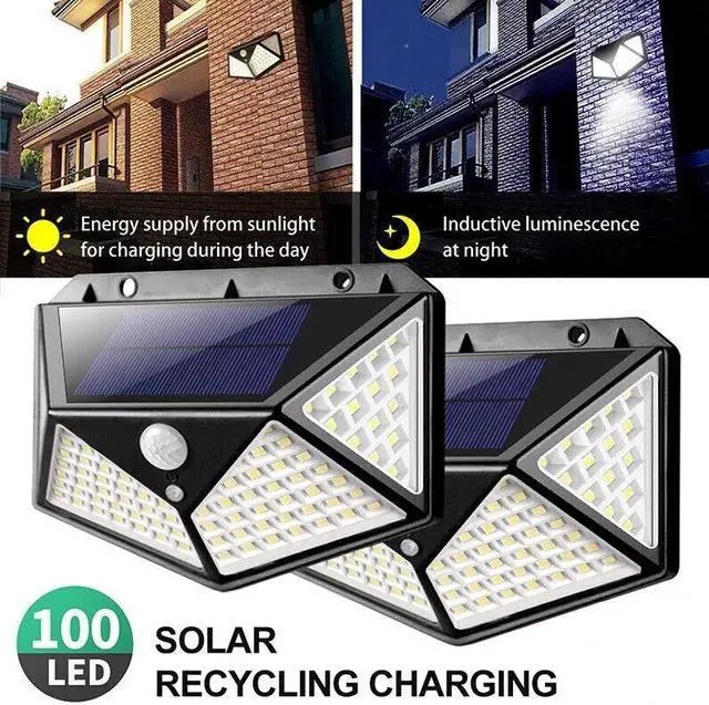 Alt view image 5 of 7 - 4 PACK 100 LED Solar Power Light PIR Motion Sensor Outdoor Garden Wall Path Lamp