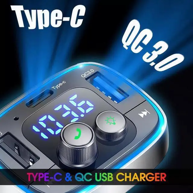 Alt view image 4 of 7 - Bluetooth 5.1 Car Adapter Wireless FM Transmitter Hands-Free Calling MP3 Player