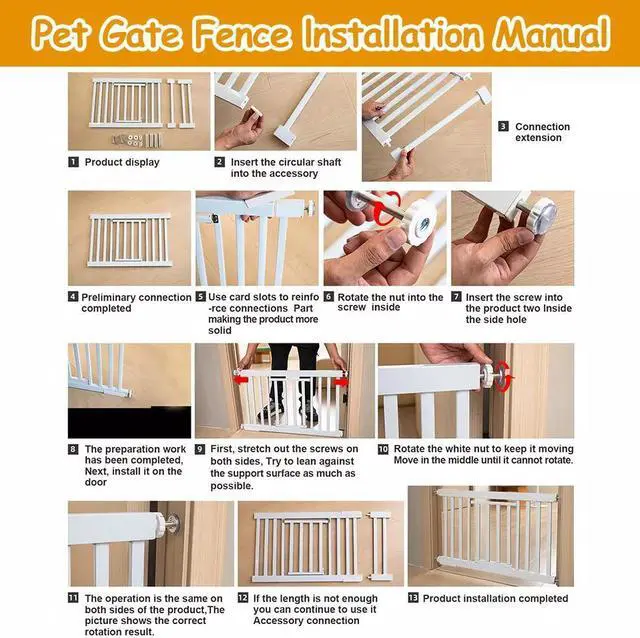 Alt view image 7 of 7 - Short Dog Gate Baby Safety Gates Dog Gate Short Pet Gate for Doorways Stairs