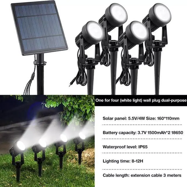 Alt view image 5 of 7 - 4 in 1 Solar LED Spotlight Garden Landscape Lawn Light Outdoor Yard Pathway Lamp