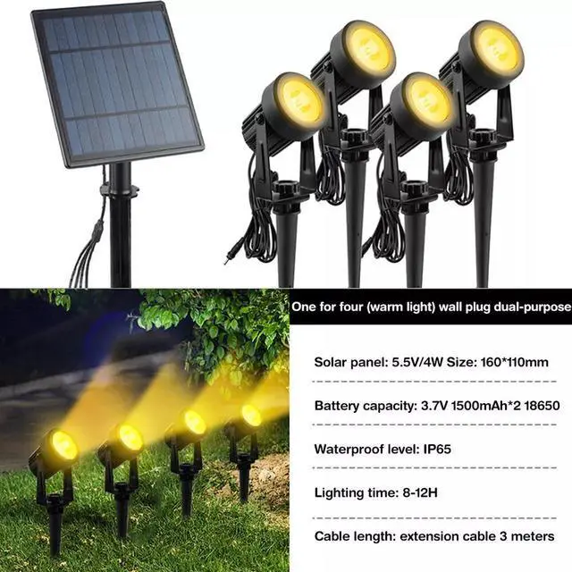 Alt view image 2 of 7 - 4 in 1 Solar LED Spotlight Garden Landscape Lawn Light Outdoor Yard Pathway Lamp