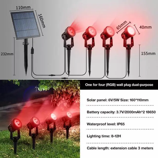 Alt view image 3 of 7 - 4 in 1 Solar LED Spotlight Garden Landscape Lawn Light Outdoor Yard Pathway Lamp