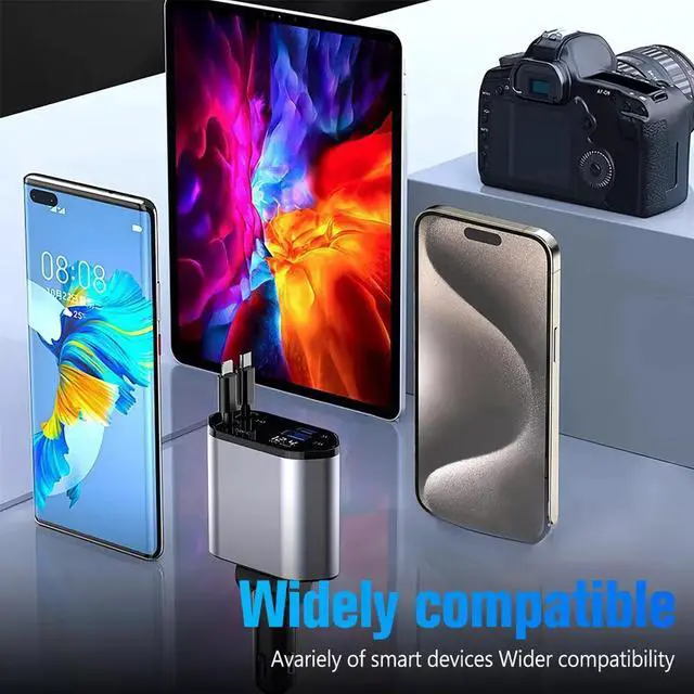 Alt view image 5 of 7 - 4 in 1 100W Car Charger USB Type C Cable For iPhone Android Fast Charge Adapter