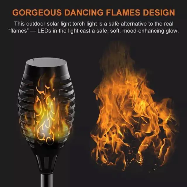 Alt view image 5 of 7 - Solar 12 LED Torch Dance Flickering Flame Light Garden Yard Lawn Waterproof Lamp