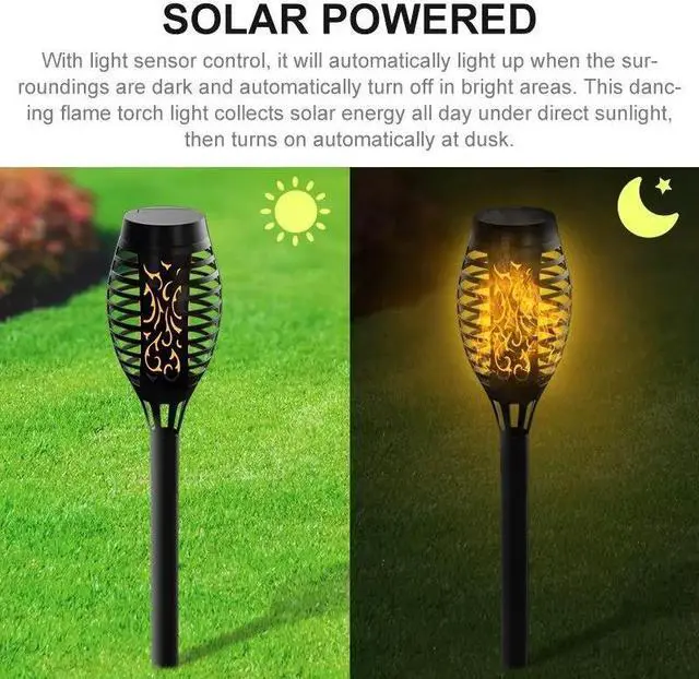 Alt view image 4 of 7 - Solar 12 LED Torch Dance Flickering Flame Light Garden Yard Lawn Waterproof Lamp
