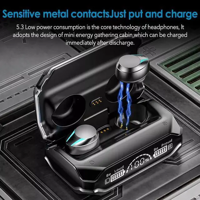 Alt view image 6 of 7 - Bluetooth 5.3 Headphone In-Ear Headset HiFi Stereo Bass LED Display Earphone