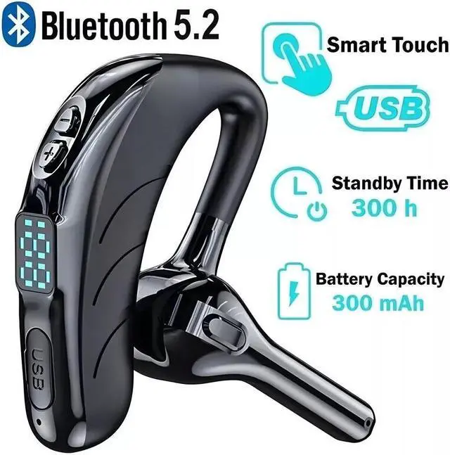 Alt view image 4 of 7 - Trucker Wireless Bluetooth 5.2 Earpiece Headset Earbud Noise Cancelling Mic US