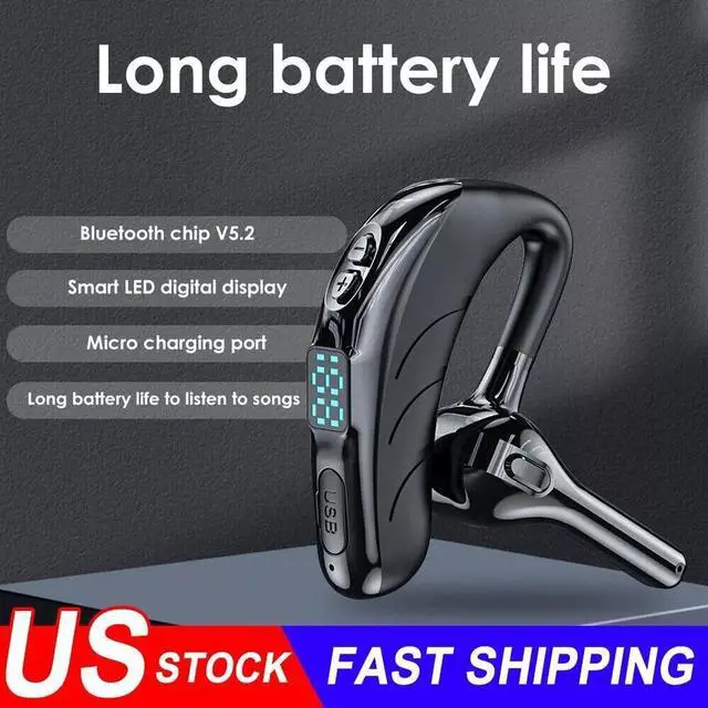 Alt view image 2 of 7 - Trucker Wireless Bluetooth 5.2 Earpiece Headset Earbud Noise Cancelling Mic US