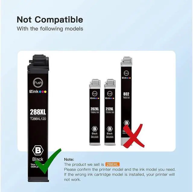 Alt view image 5 of 6 - E-Z Ink (TM) Remanufactured Ink Cartridge Replacement for 288XL 288 XL T288XL High Yield to use with Expression Home XP-330 XP-430 XP-446 XP-440 XP-340 (Upgraded Version, 4 Pack)