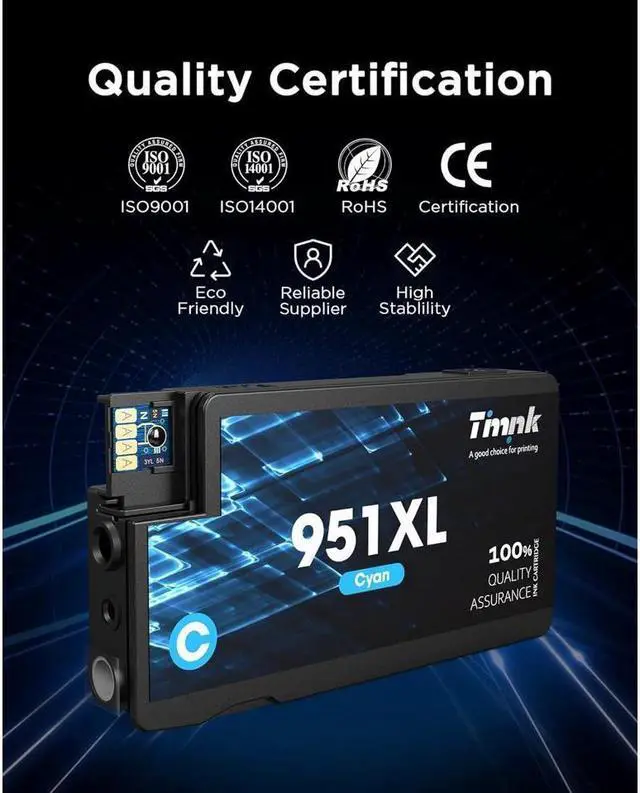 Alt view image 5 of 7 - 5-Pack Larger Capacity 950XL 951XL Ink Cartridges Combo Pack, Replacement for 950 951 XL Ink Cartridges, High Page Yield, Works with OfficeJet Pro 8600 8610 8620 8625 Printer (2BK/1C/1M/1Y)